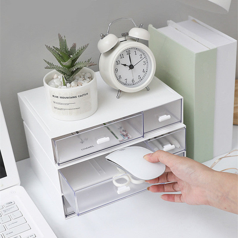 Office desktop transparent drawer type storage box student desk supplies ins artifact small box