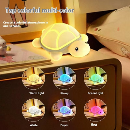Bedside Nursing Lamp Kindergarten Cute Cartoon Ornaments Night Light USB Rechargeable Turtle Silicone Bedroom Small Night Lamp